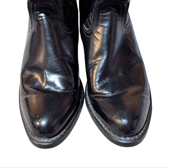Vintage Neoprene Vulcan Soles Western Leather Cowboy Black  Boots Sz 8.5D - Picture 7 of 9